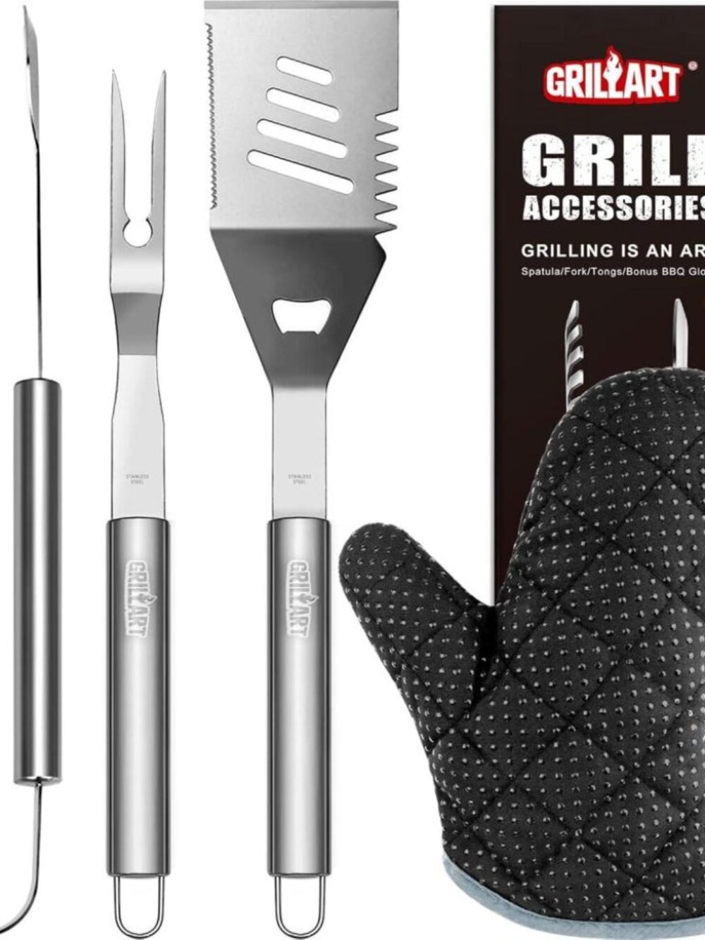 GRILLART BBQ Grill Tools Set, Stainless Utensils - 3PCS